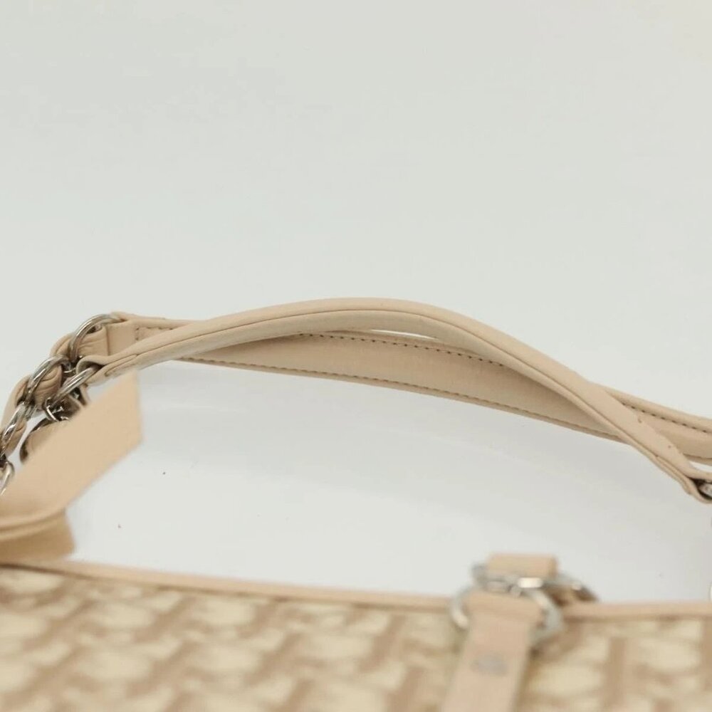 Christian Dior Trotter Canvas Romantic Chain Tote Bag PVC Beige Auth 140098 - Picture 9 of 16